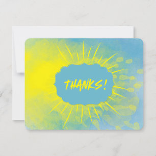 Cartão De Agradecimento OBRIGADO! Raios de Sol Aquarela Desenhados à Mão A