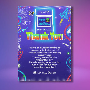 Cartão De Agradecimento Obrigado Retro Arcade Aumentar O Jogo Aniversário
