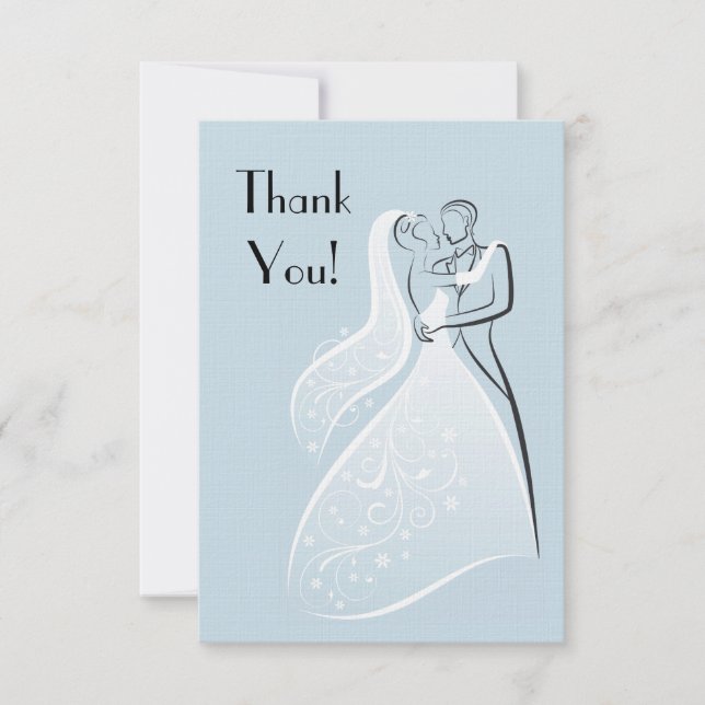 Cartão De Agradecimento Obrigado retro azul dos dançarinos do casamento (Frente)