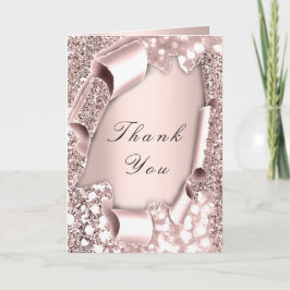 Cartão De Agradecimento Obrigado Rosa 3D Frame Inicials Foto De Casamento