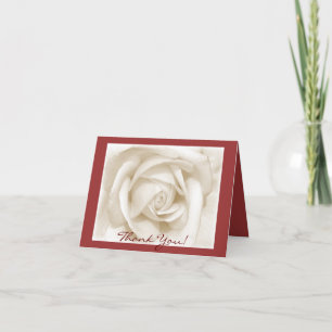 Cartão De Agradecimento Obrigado! Rosa branca (vermelha)