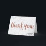 Cartão De Agradecimento obrigado rosa dourado com cartão-presente marinho<br><div class="desc">Uma tipografia moderna,  original e chic push,  com letras de mão,  na falsa folha de ouro rosa e no obrigado azul marinho,  você tem um cartão-presente e um mapa em um fundo de mármore elegante e simples de tendências brancas</div>