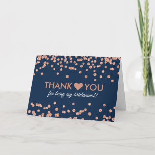 Cartão De Agradecimento Obrigado Rosa Dourado Glitter Confetti Marinho Azu