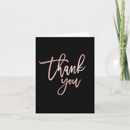 Cartão De Agradecimento OBRIGADO Rosa Dourado Rosa Moderno Script Chic