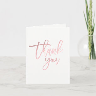 Cartão De Agradecimento OBRIGADO Rosa Dourado Rosa Moderno Script Chic
