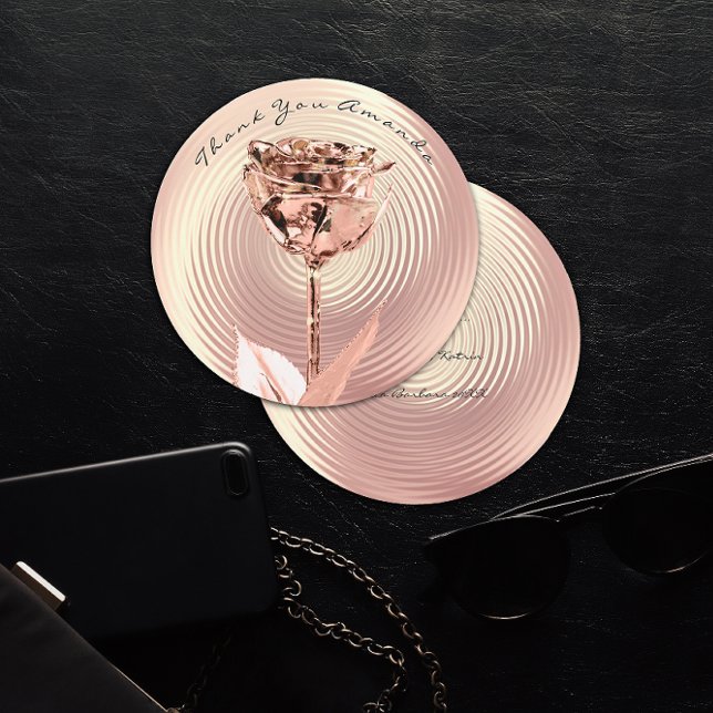 Cartão De Agradecimento Obrigado Rosa Rosa Rosa Dourada Luxuária Elegante (Thank You Pink Rose Gold Flower Luxury Elegant)