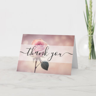Cartão De Agradecimento Obrigado Rosa Rosa Única Personalizada