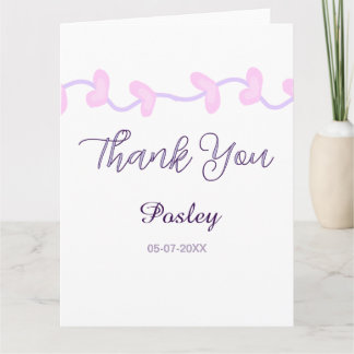 Cartão De Agradecimento obrigado rosa roxo pastel casamento nome data lea