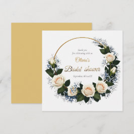 Cartão De Agradecimento Obrigado Rosas Brancas e Respiração do Bebê Azul