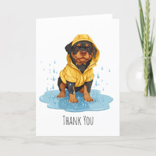 Cartão De Agradecimento Obrigado Rottweiler Cachorro Vestindo Casaco de Ch