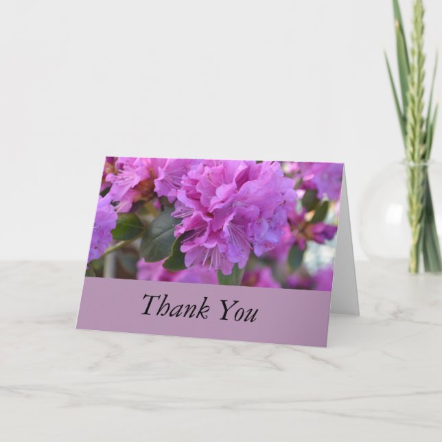 Cartão De Agradecimento Obrigado Roxo Azaleas (Frente)