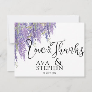 Cartão De Agradecimento Obrigado roxo do casamento da árvore das glicíni