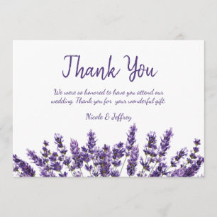 Cartão De Agradecimento Obrigado roxo do casamento da flor do Lilac da