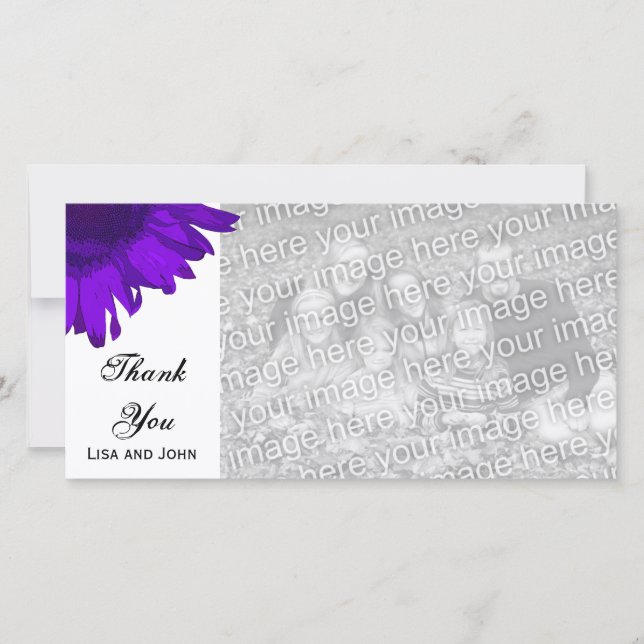 Cartão De Agradecimento Obrigado roxo do girassol do pop art você (Frente)