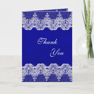Cartão De Agradecimento Obrigado Royal Cobalt Blue Lace