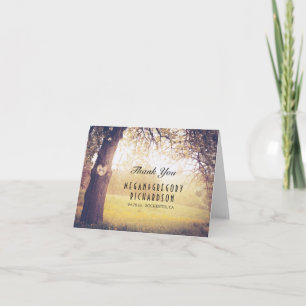 Cartão De Agradecimento Obrigado rústico do casamento do coração da árvore