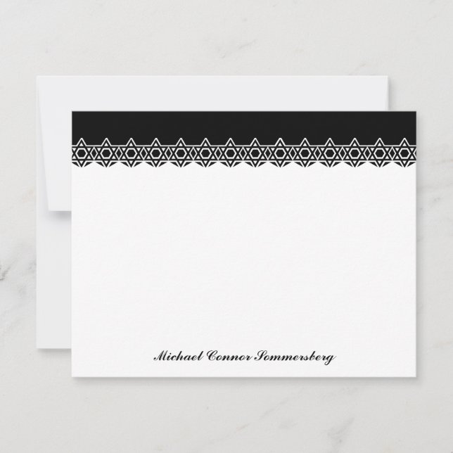 Cartão De Agradecimento Obrigado Scalloped do preto da estrela de David (Frente)