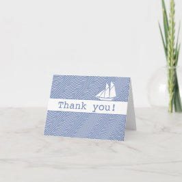 Cartão De Agradecimento Obrigado - Schooner on Quirky Blue Waves