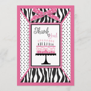 Cartão De Agradecimento Obrigado selvagem do rosa do impressão da zebra &