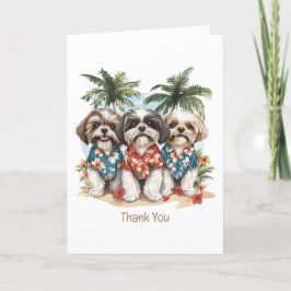 Cartão De Agradecimento Obrigado Shih Tzu Dogs Vestindo camisas havaianas