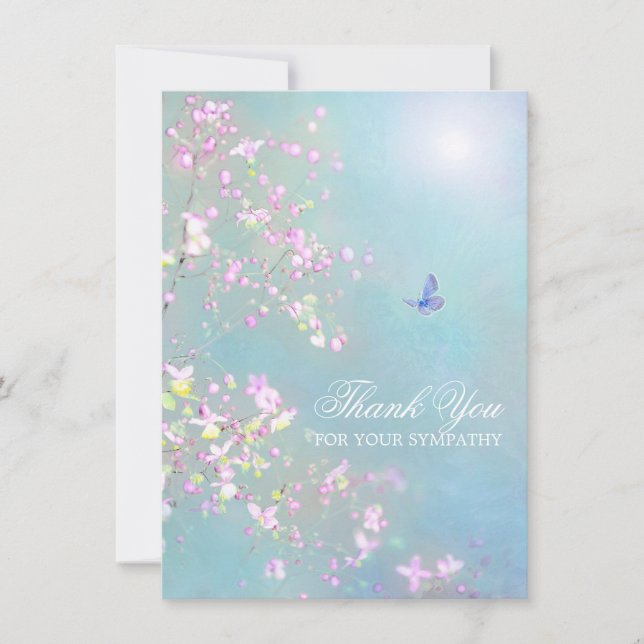 Cartão De Agradecimento Obrigado Simpatia FOTO Funeral da Borboleta (Frente)