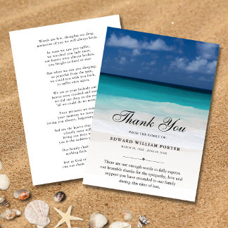 Cartão De Agradecimento Obrigado Simpatia Funeral de Praia Personalizada G