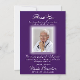 Cartão De Agradecimento Obrigado Simpatia Funeral PURPLE  FOTO