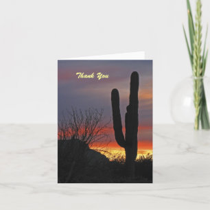 Cartão De Agradecimento Obrigado Simpatia Saguaro Cactus Sunset Note Card