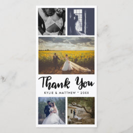 Cartão De Agradecimento Obrigado simples das fotos do casamento cinco você