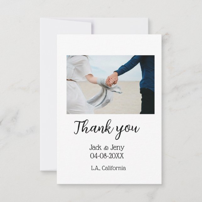 Cartão De Agradecimento Obrigado simples e moderno casal de casamento mens (Frente)