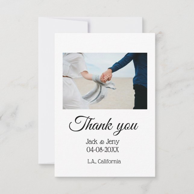 Cartão De Agradecimento Obrigado simples e moderno casal de casamento mens (Frente)