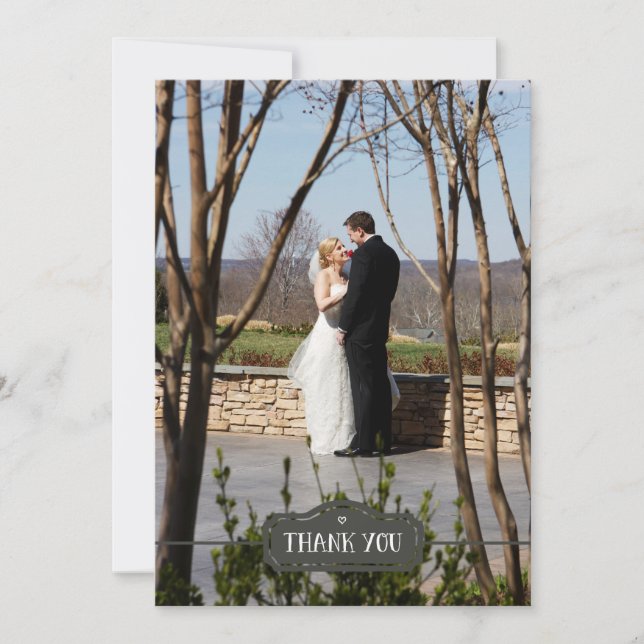 Cartão De Agradecimento Obrigado, simples foto personalizada de cinza dese (Frente)