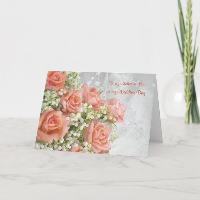 Cartão De Agradecimento Obrigado, sogra. Rosas, lírio do vale (Frente)