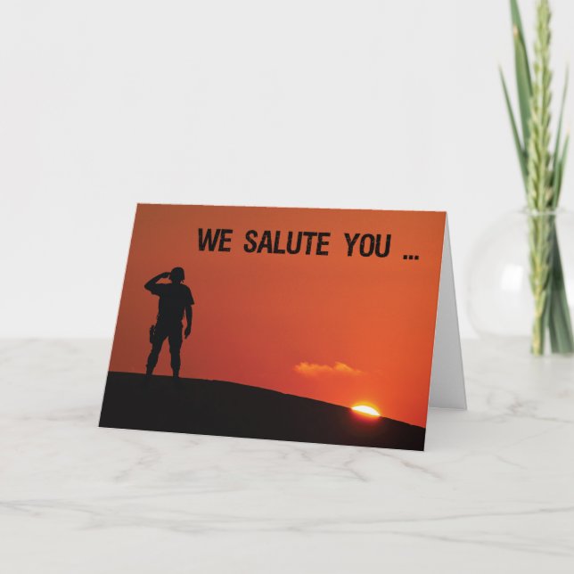 Cartão De Agradecimento Obrigado Soldier Salute ao Sunset (Frente)