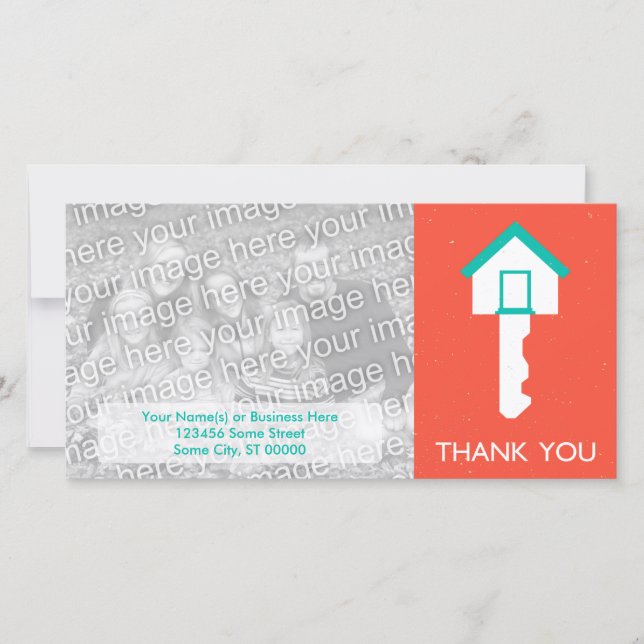 Cartão De Agradecimento obrigado sua chave de casa (Frente)
