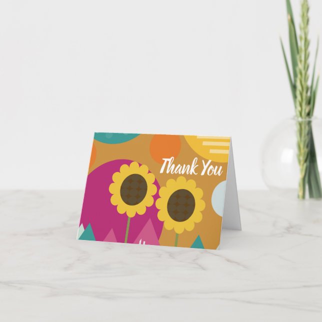 Cartão De Agradecimento Obrigado Sunshine Sunflower Party Cards (Frente)