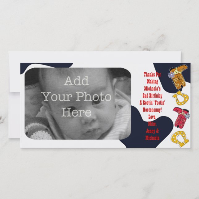 Cartão De Agradecimento Obrigado temático do vaqueiro do Hoedown do (Frente)