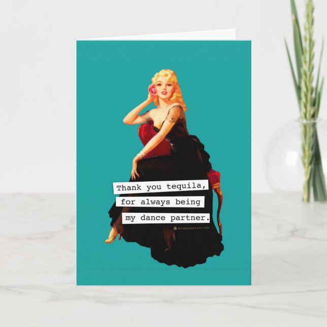 Cartão De Agradecimento Obrigado Tequila Sendo Minha Parceira De Dança (Frente)