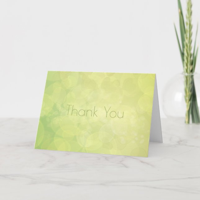 Cartão De Agradecimento Obrigado. textura abstrato bokeh verde do limão. (Frente)