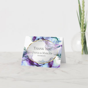 Cartão De Agradecimento Obrigado   Tinta de Aguarela Roxa Abstrata