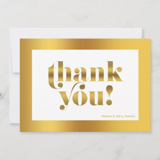Cartão De Agradecimento Obrigado tipografia dourada, dourado sobre branco