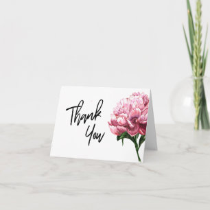 Cartão De Agradecimento Obrigado Tipografia Watercolor Pink Peony Flower