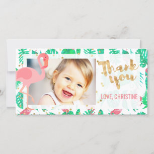 Cartão De Agradecimento obrigado tropical rosa flamingo