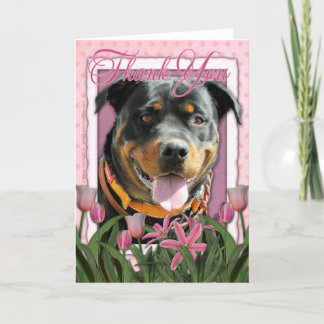Cartão De Agradecimento Obrigado - tulipas cor-de-rosa - Rottweiler -
