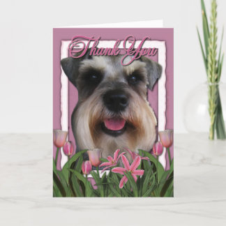 Cartão De Agradecimento Obrigado - Tulipas Rosa - Schnauzer