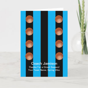 Cartão De Agradecimento Obrigado Vazio Azul/Preto Do Treinador De Basquete