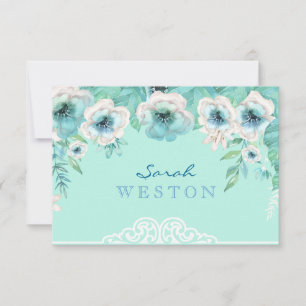 Cartão De Agradecimento Obrigado verde & branco da hortelã da aguarela das