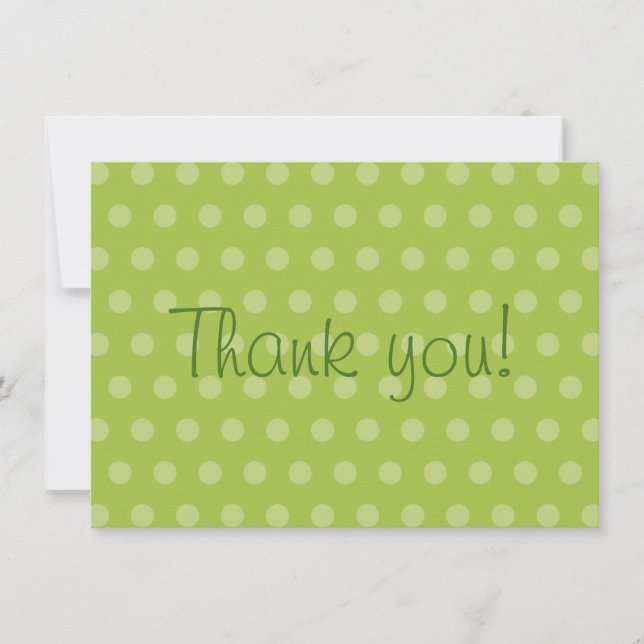 Cartão De Agradecimento Obrigado verde do chá de fraldas das bolinhas você (Frente)