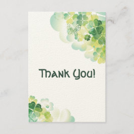 Cartão De Agradecimento Obrigado verde dos cantos do trevo e da borboleta