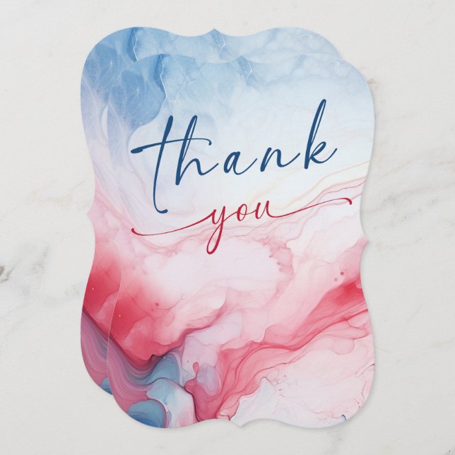 Cartão De Agradecimento Obrigado Vermelho Branco e Azul (Frente/Verso)